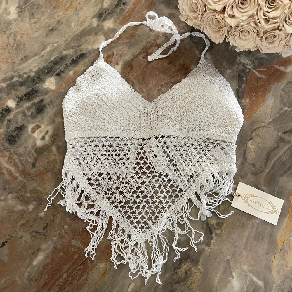 NWT✨ Joyfolie Wrenley Crochet Top in White - Picture 4 of 7